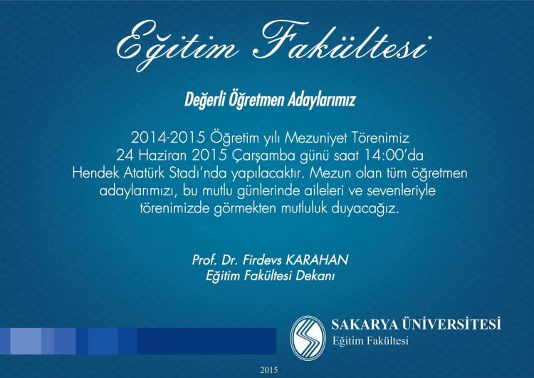 EĞİTİM FAKÜLTESİ MEZUNİYET TÖRENİNE DAVET