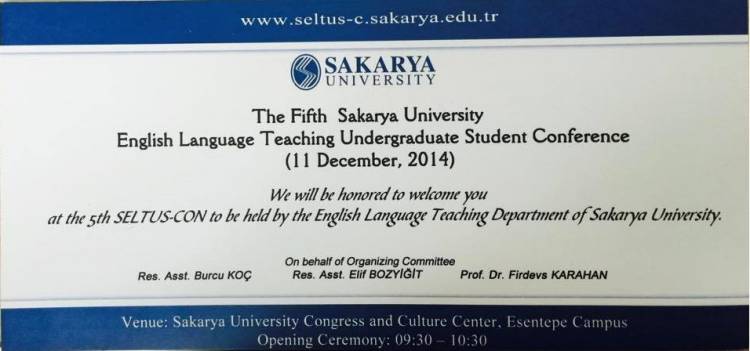 5. Sakarya Üniversitesi İngilizce Öğretmenliği Lisans Öğrenci Konferansı
